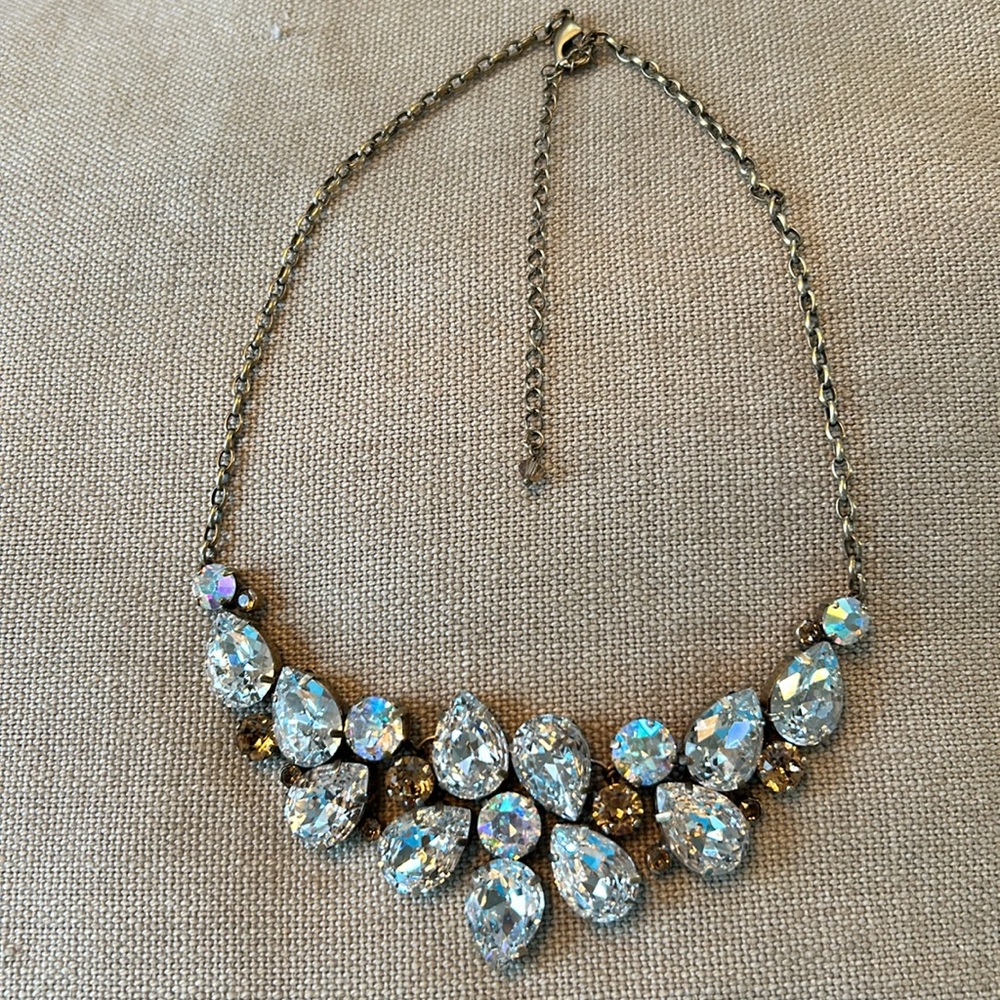 Sorrelli Dare to Pear Statement Bib Necklace Clear & AE Swarovski Crystals $353